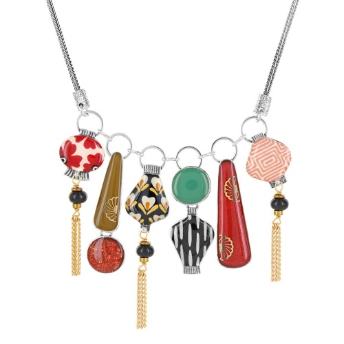 Колье TARATATA, Etincelle, смола, слюдяной порошок, бусины, гематит, TT-W25-08112-10M серебристый фото 2